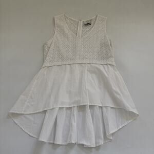 Anthropologie HD in PARIS Shirt Lace Hi-Low BOHO Cottagecore Womens Medium